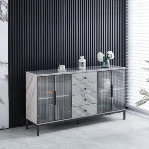 بوفيه خشب مع ابواب زجاج مقوى 160سم