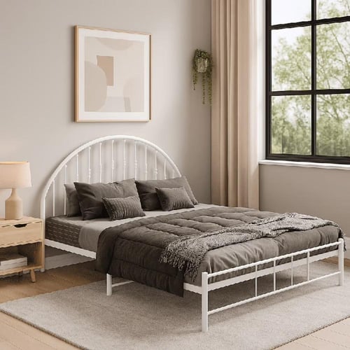 سرير أبيض هيكل معدني 150/200سم