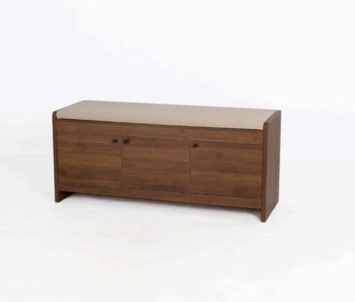 مقعد بوف خشبي بوحدة تخزين 3أبواب جزامة 120 سم