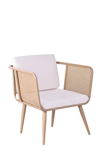 كرسي مفرد من الراتان والخشب