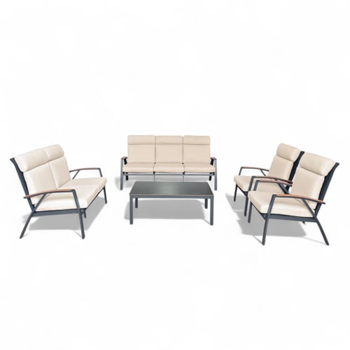 طقم كنب خارجي المنيوم أسود 7أشخاص