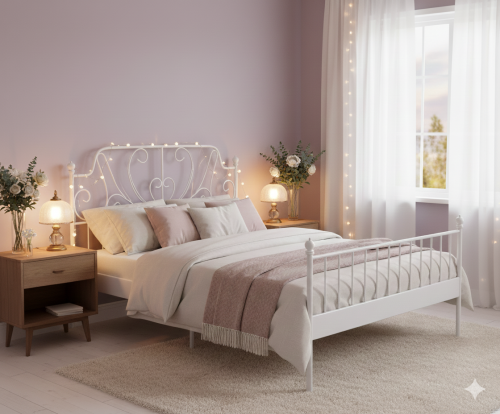 سرير حديد أبيض 180\200سم