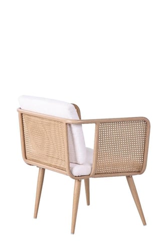 كرسي مفرد من الراتان والخشب