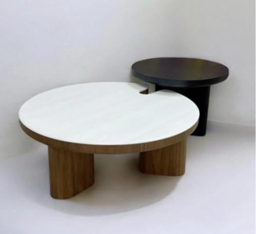 طاولة قهوة دائرية قطعتين متداخله