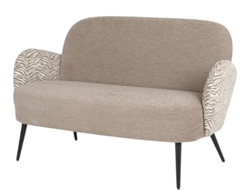 اريكة ثنائية مخمل بمساند ذراعين بنقوش زيبرا