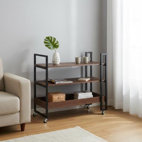 عربية تقديم وضيافة خشبي ثلاث ادوار بعجلات