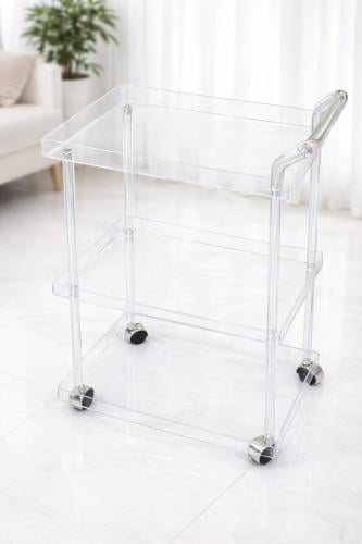 عربة ضيافة اكرليك 3طبقات بعجلات تصميم عصري شفاف