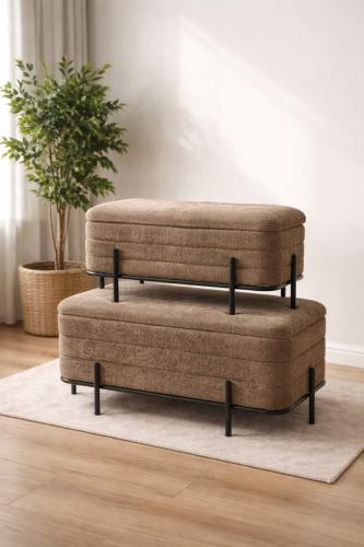 طقم 2بوف بأرجل معدن سوداء مودرن