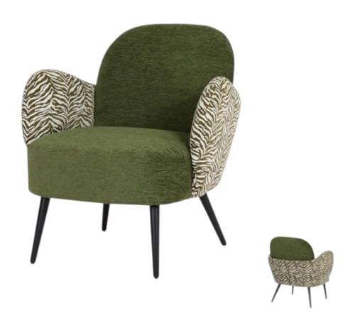 كنب مفرد مخمل بمسند ذراعيين بنقوش زيبرا