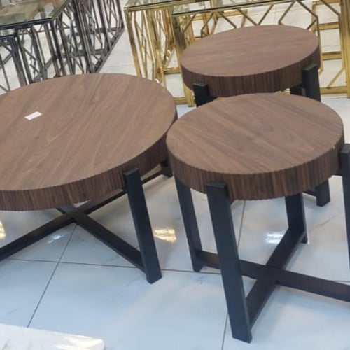 طقم طاولة قهوة خشبي