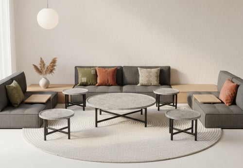 طقم طاولات قهوة وشاي أرضية خشب 5 قطع مودرن