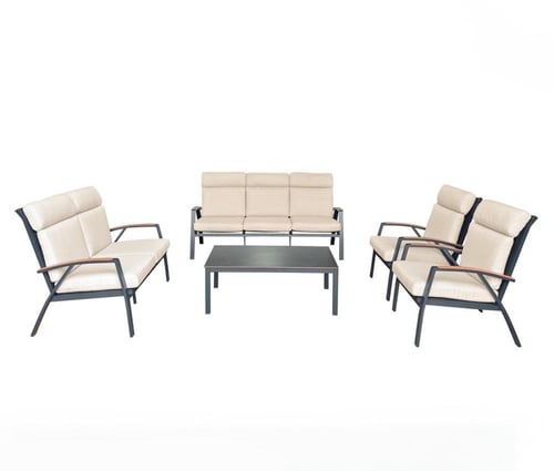 طقم كنب خارجي المنيوم أسود 7أشخاص