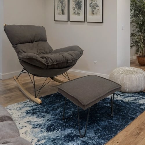 كرسي هزاز مع طاولة - بني