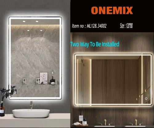 مرايا ليد 120×80 سم مستطيل بالاتجاهين طول وعرض ثلا...