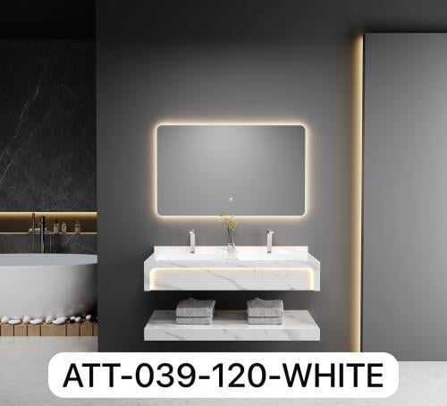 مغسلة بورسلان 120 سم ابيض مخطط عرضي (ATT-039-120 W...