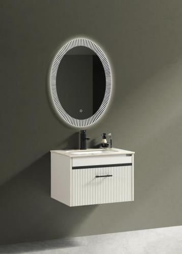 مغسلة ديكور مسكة بني مقاس 60 سم حوض واحد + مرايا م...