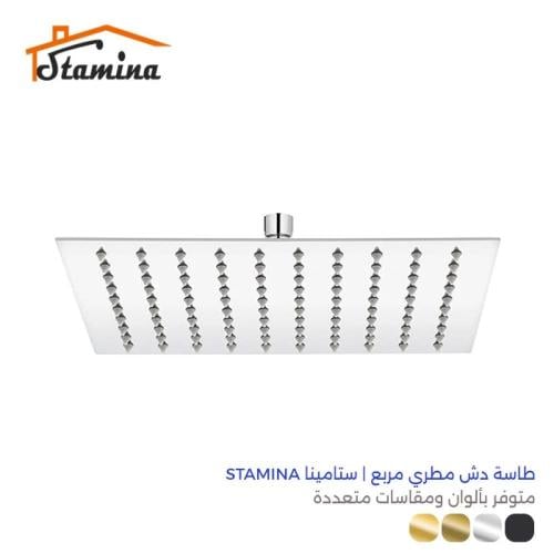 طاسة دش استامينا مربع كروم 30x30 ستيل 304
