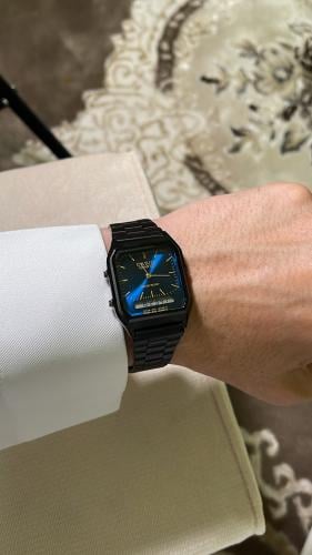 Casio watch with two time zones, black color, navy...