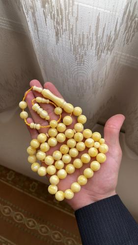 Jumbo amber soil prayer bead, Tamlikah, circular s...