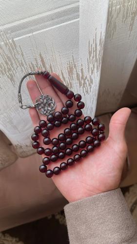 A prayer bead rosary with turquoise claid, 925 sil...