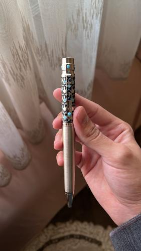 Cartier Santos pen silver color navy pattern