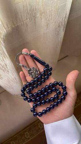 A tasbih with a claid turban silver dark navy blue...