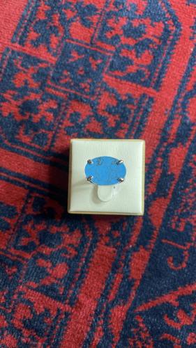 Royal silver ring with claws, Tiffany color, marbled (925 karat silver)