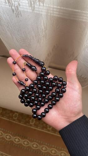 Tasbih Fatoran (transparent black color) carved by Al Khalid Workshop