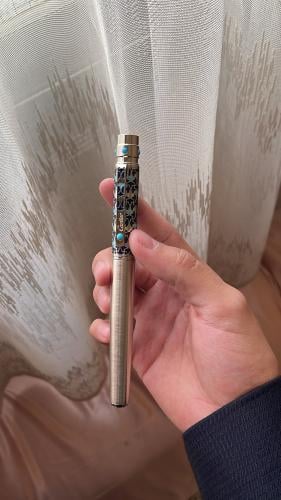 Cartier Santos pen, silver cover, navy blue engrav...