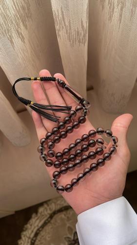 Black transparent plastic prayer bead with black s...