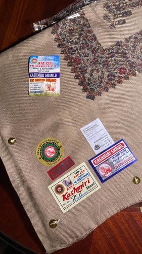 A Kashmiri shawl, Abu Kharouf, light brown color