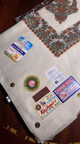 A Kashmiri shawl, Abu Kharouf, light beige color
