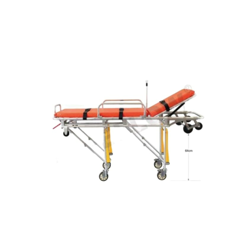 Ambulance stretcher with tires, foldable