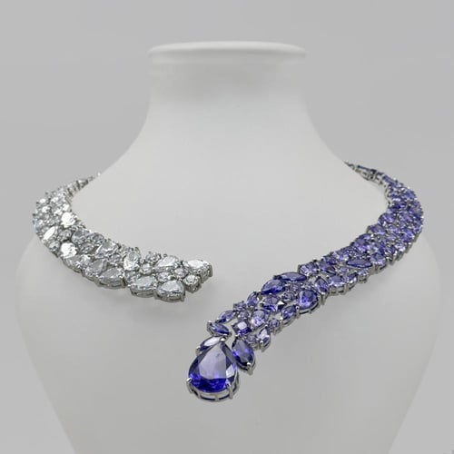 طقم زيركون فضي مكس بنفسجي أنيق بإصدار خاص دقة الما...