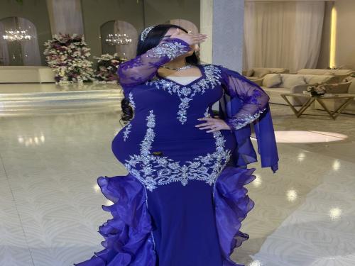 فستان بنفسجي كريب استرتش شك يدوي مع اورقنزه