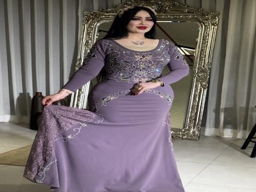 فستان موفي فاتح استرتش كريب كرستال