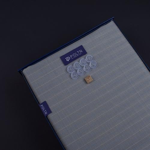 بوكس بولتن قماش شتوي مقلم رصاصي فاتح