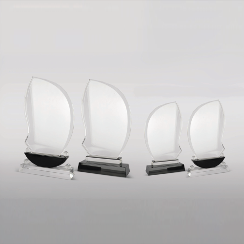 درع كريستال سفينه قعدتين اسود وشفاف - قابل للطباعة