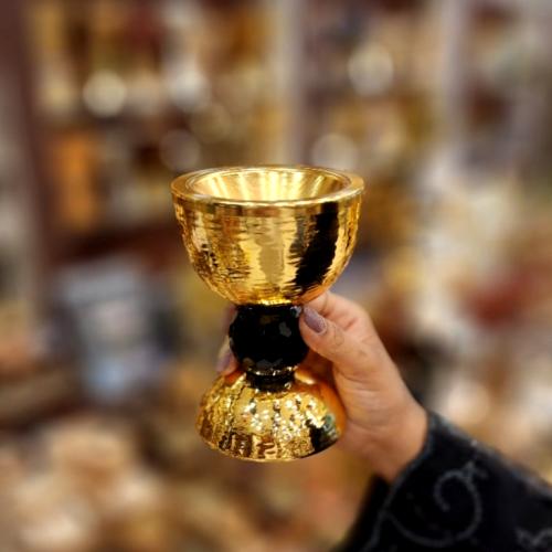 مبخرة اسود كريستال مع ستيل ذهبي