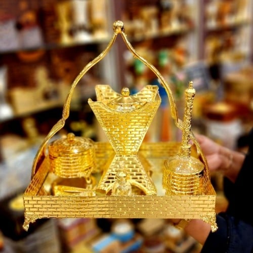 طقم عروس مبخر ستيل مع ملحقاته ذهبي