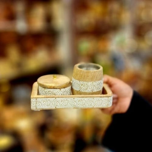 طقم مبخر مع علبة عود صناعة يديوية هندي