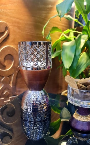 مبخر ستيل فضي مع خشب عالي الجودة