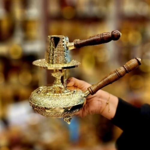 سبرتاية ذهبية موقد نحاس هندي لعمل القهوة
