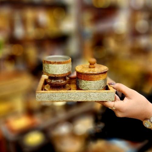 مبخر مع علبة للعود طقم