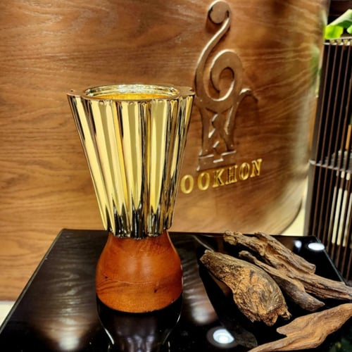 مبخر ستيل ذهبي مع خشب صناعة يدوية هندية