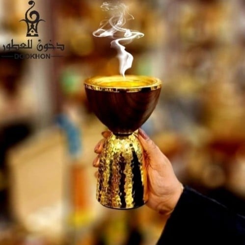 مبخر ذهبي ستيل مع خشبي حجم وسط