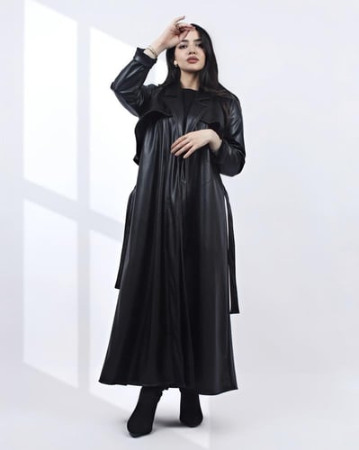 بليزر جلد وشمواه ناعم( اسود)