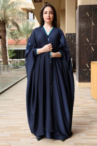 عباية بشت بأطراف نايلون لون كحلي