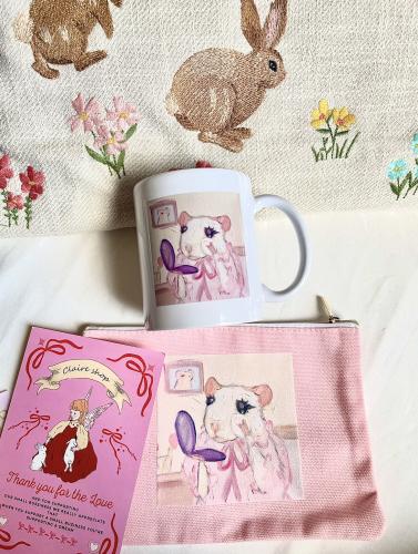 Mouse cup and makeup bag set