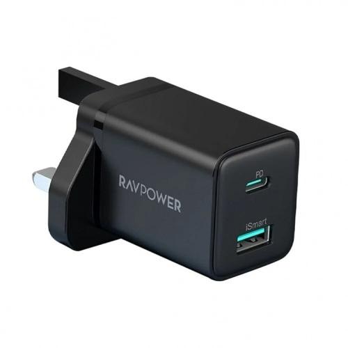 شاحن جداري راف باور 20 واط بمنفذ تايب سي ومنفذ يو...